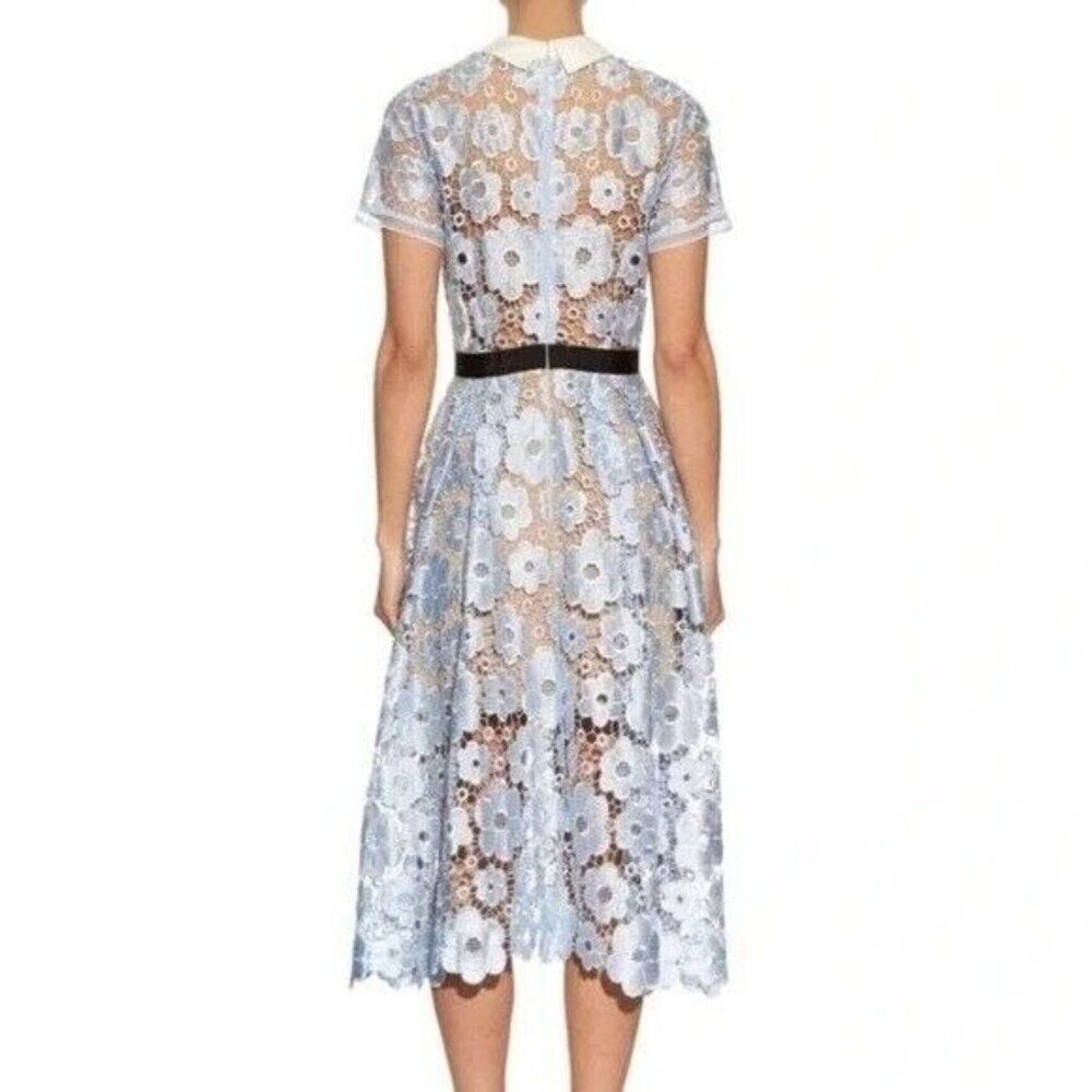 Self-Portrait Flower Garden Guipure Lace Dress in Light Blue Size US 4 Fairy - Picture 4 of 12